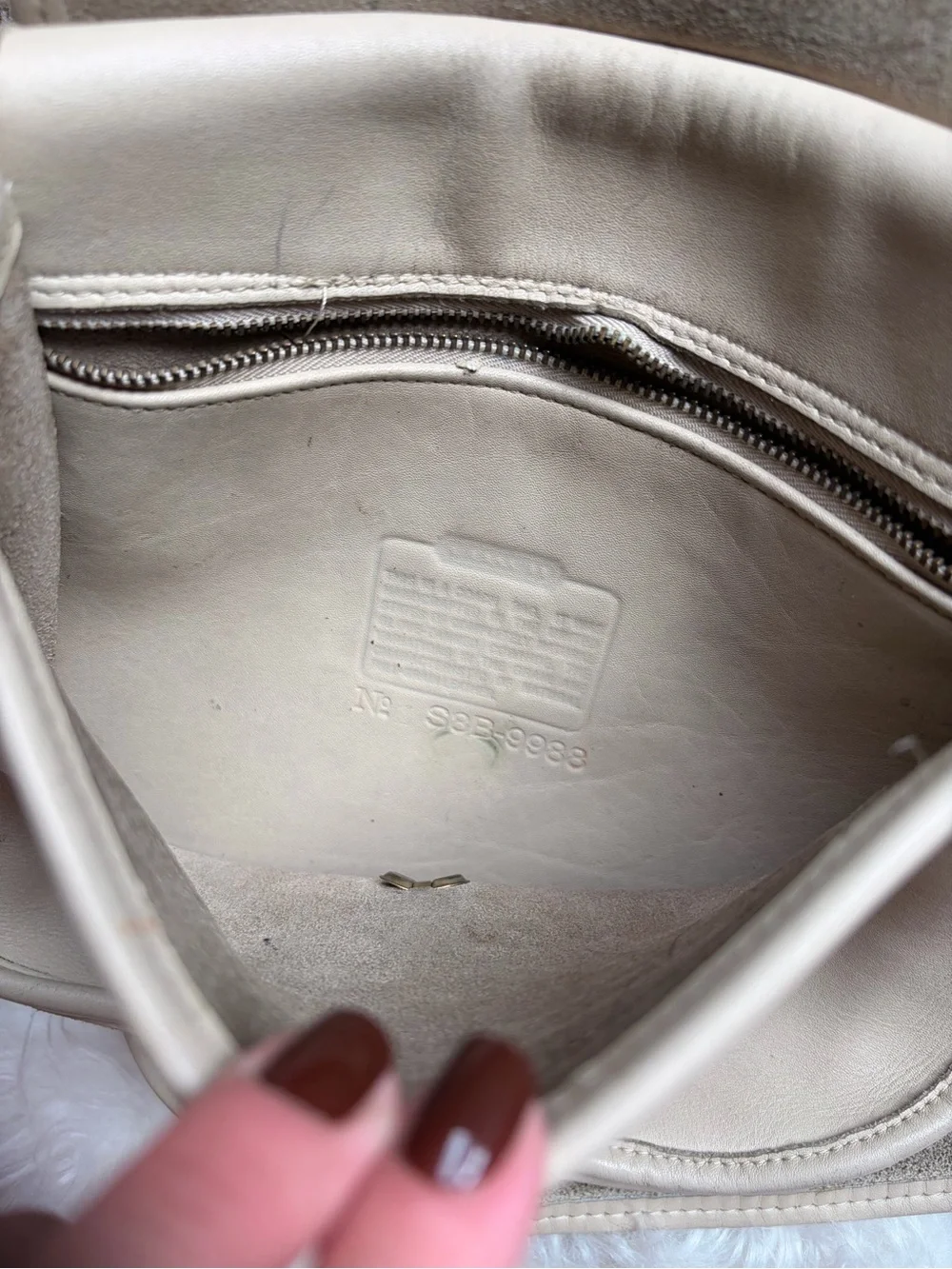Coach Cream Leather Crescent Saddle Bag